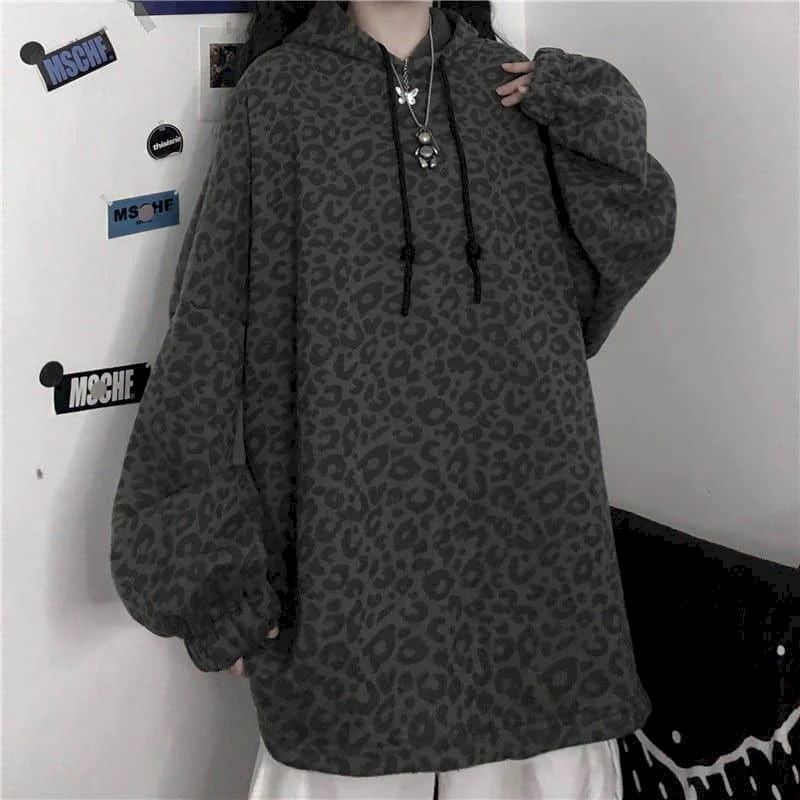 Свитшот с леопардовым принтом для мужчин и женщин толстовка рукавом летучая мышь