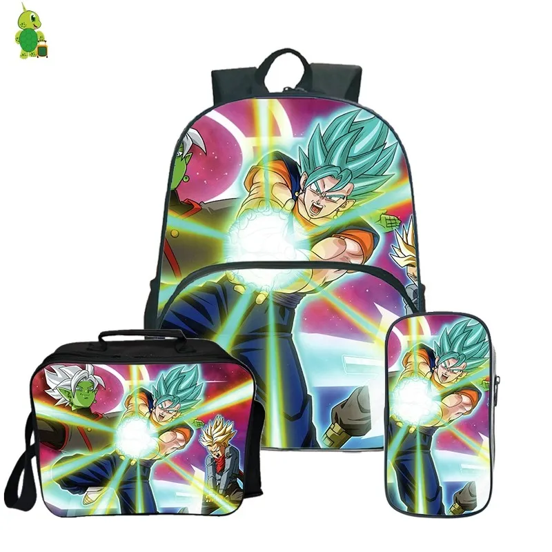 16 Dragon Ball Z Broly рюкзак Карандаш Чехол школьные сумки для подростков, для мальчиков и девочек, обед рюкзак 3 шт./компл. Детский рюкзак для путешествий - Цвет: 16