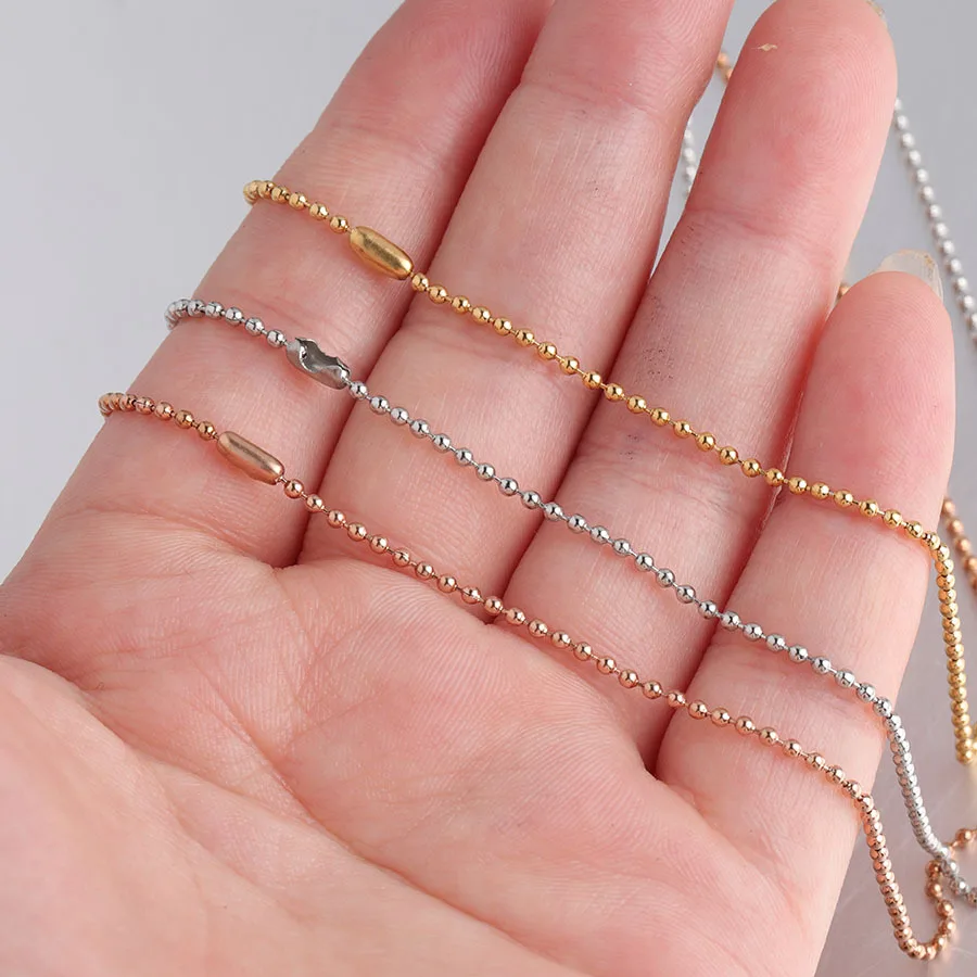 

Stainless Steel Bead Chain For Jewelry Making 1.5mm Width Metal Beads Chains 50cm Wholesale 20pcs