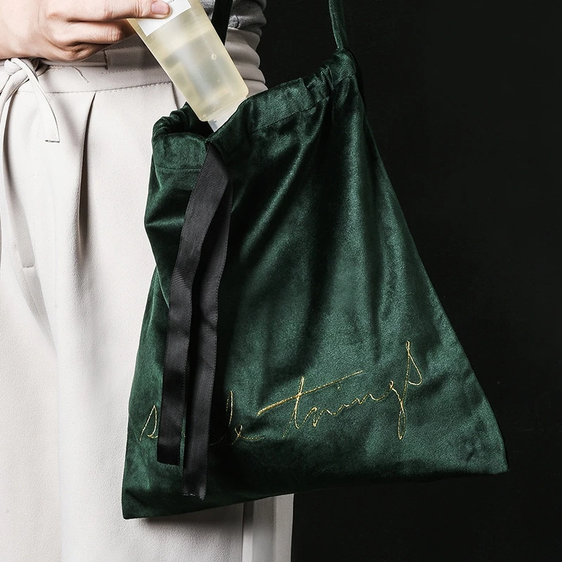 Скандинавская бархатная сумка для хранения на шнурке с галстуком-бабочкой