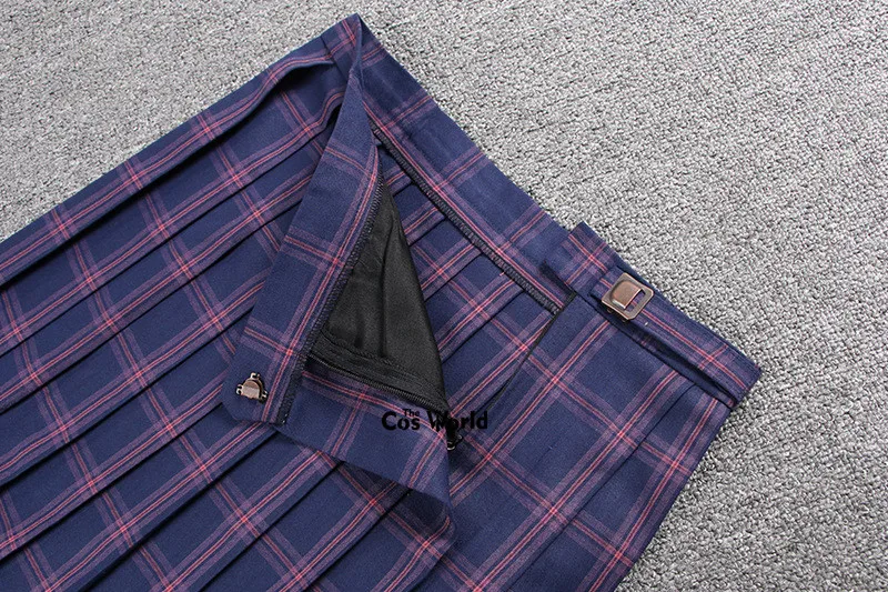 [Фиолетово-красный] женские летние юбки в клетку с высокой талией японском стиле