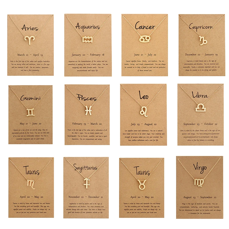 Женское Ожерелье с 12 созвездиями кулоном и знаком зодиака колье Leo Libra Aries модные