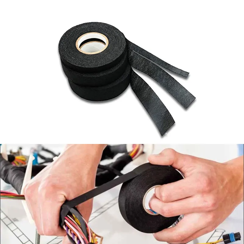

Width 9/15/19/25/32MM Length 15M Heat-resistant Adhesive Cloth Fabric Tape For Car Auto Cable Harness Wiring Loom Protection New