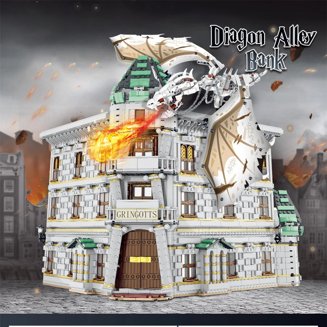 

2021 New Diagon Alley Bank 4185PCS 032101 Movie Scene Restoration Model Building Blocks Bricks Toys for Kids Christmas Gift