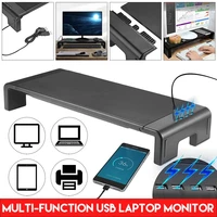 smart 4 usb 2 0 ports monitor pc riser multi function desktop computer screen shelf stand laptop tv stand desk monitor holder