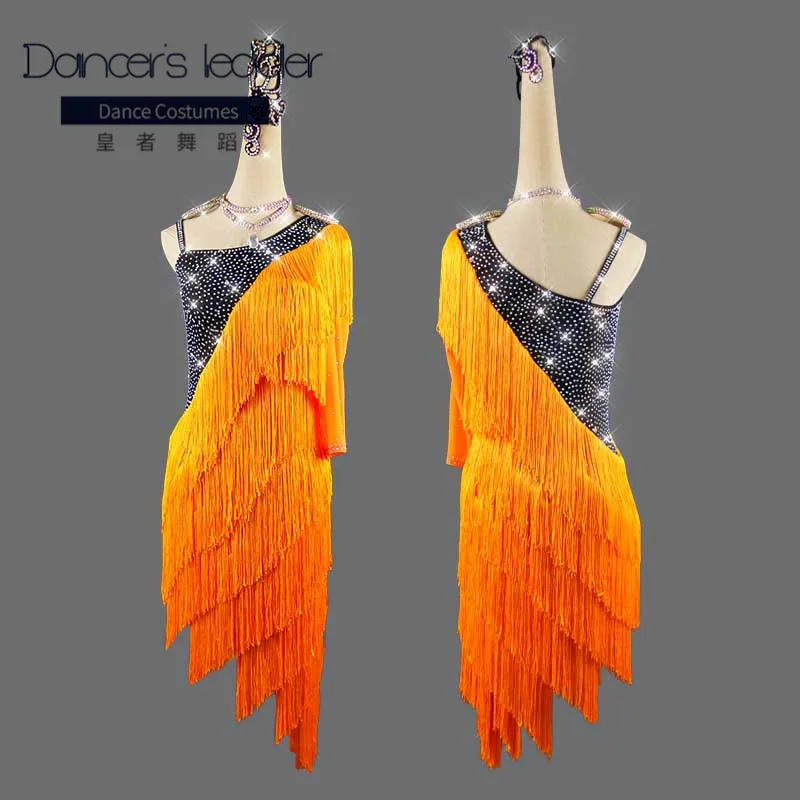 

Женское платье для латиноамериканских танцев, танцевальный костюм с открытой спиной и бриллиантами для взрослых и детей, высококачественн...