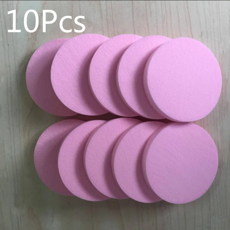 10Pcs Pink Round Спонж, косметический спонж, 10 шт., спонж для макияжа, для лица, мягкий, женский, для красоты, макияж, основа, контур, спонжи для лица, пудра, пуховка - Цвет: 10Pcs Pink Round