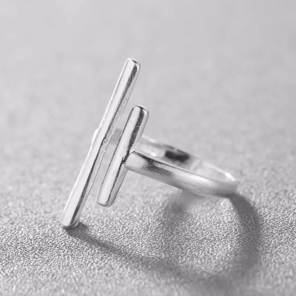 Женское прямоугольное кольцо Kinitial простое геометрическое ювелирное изделие