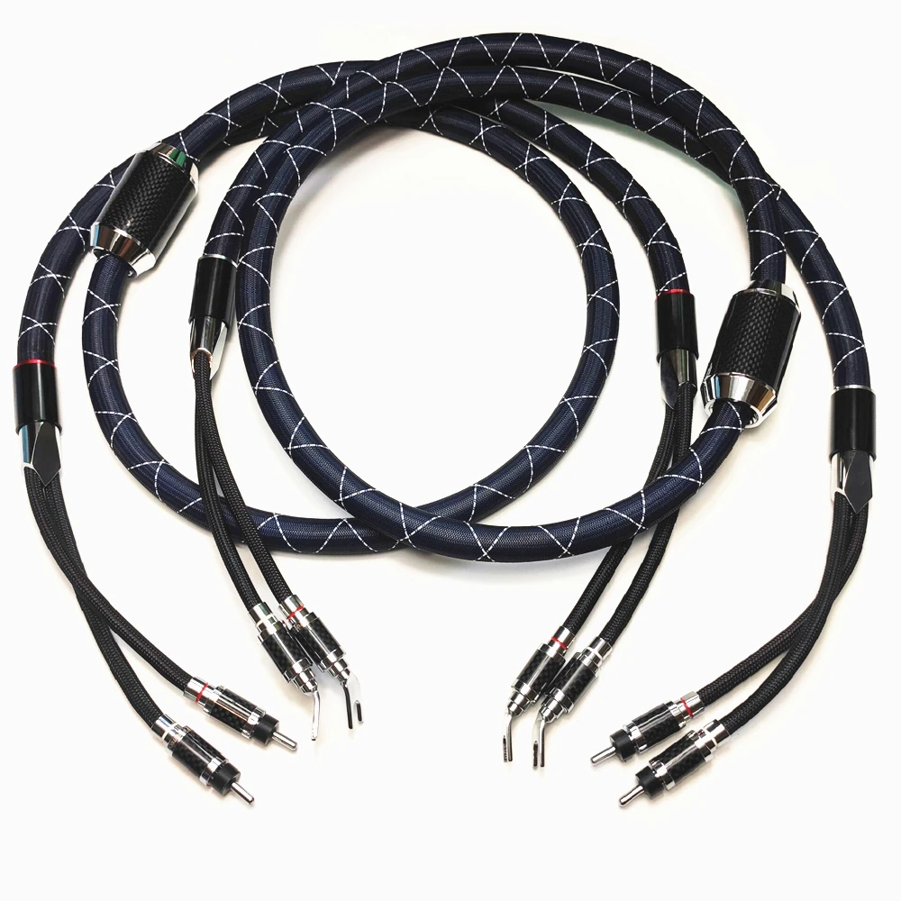 Аудиофил Top-of-the-line HiFi аудио NanoFlux динамик кабель с углеродным волокном вилка типа банан или Лопата
