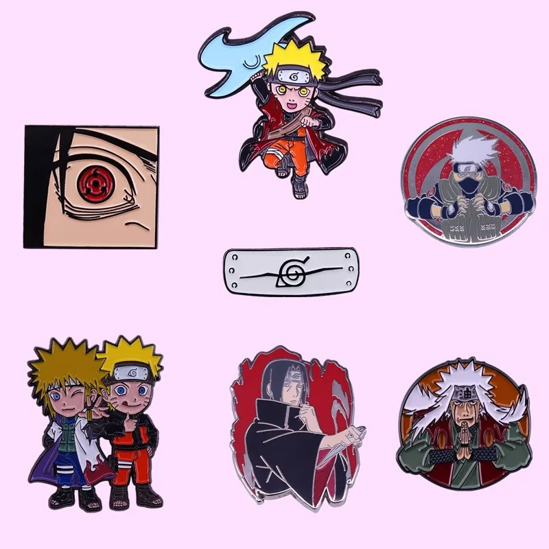 Аниме Sasuke Kakashi косплей мультфильм эмаль булавки Шаринган фотоэлемент для сумки