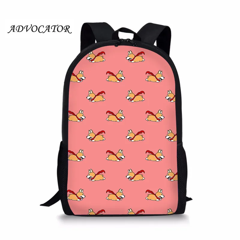New Large Schoolbag Cute Corgi Printed Waterproof Bagpack Primary School Book Bags for Teenage Girls Kids Mochilas Escolar