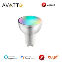 avatto tuya zigbee gu10 smart led spotlight5w rgb smart lampsmart life remote voice control bulb work with alexa google home
