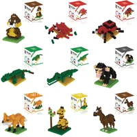 abs diy mini animal model toys micro blocks 3d blocks education toys for children