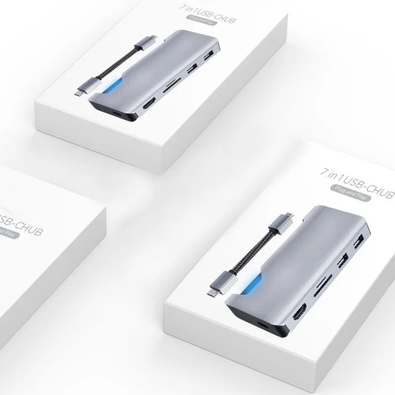 

USB C Hub USB-C To HDMI VGA Adapter Thunderbolt 3 Type-C PD TF 3.5MM Reader Slot USB3.0 HUB For MacBookPro Huawei P20 Pro