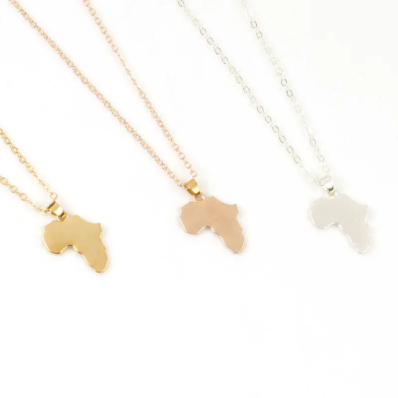 Модный кулон Карта Африки ожерелье для женщин Цвет золотистый серебристый