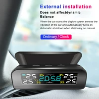wireless solar tpms car windshield tire pressure monitor alarm system lcd color sn with 4 external sensors