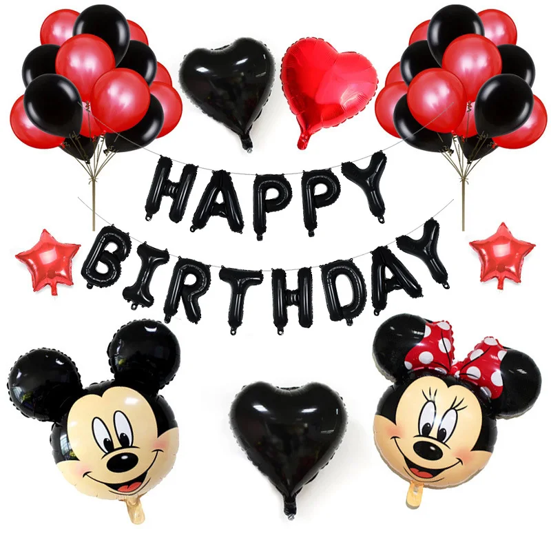 

36pcs Mickey Minnie Mouse Foil Balloon Number Latex Balloons Baby 1 2 3 4 5 6 7 8 9st Birthday Party Decoration Kids Toy Globos