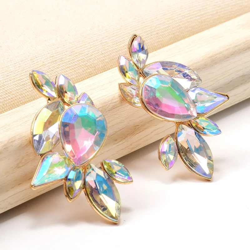 Женские серьги подвески ZA Разноцветные с кристаллами ювелирные изделия