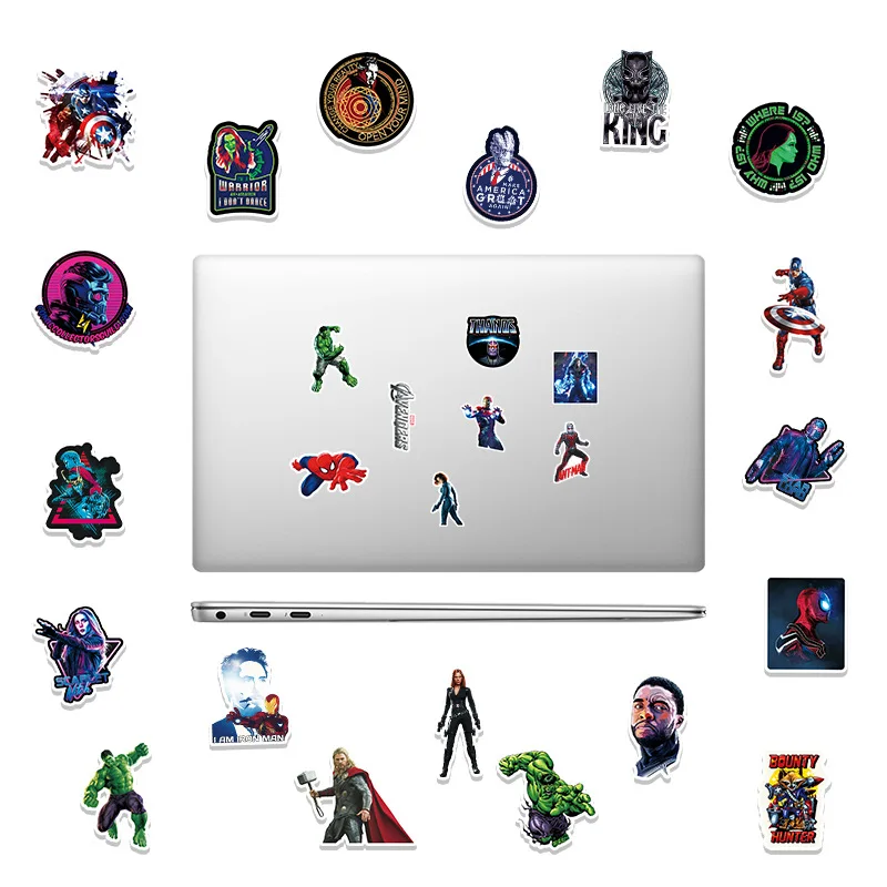 Disney-guitarra port&aacute;til de Avengers, ordenador port&aacute;til, equipaje, monopat&iacute;n, Marvel, grafiti, 10/52 Uds.-2