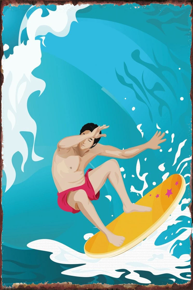 Жестяные пластины для серфинга на море декор стен винтажный металлический знак в