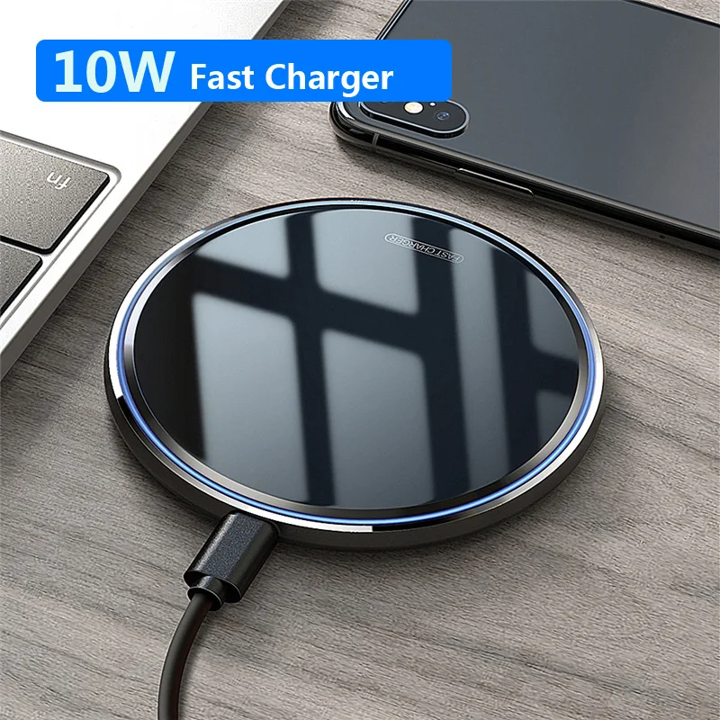 10 Вт Qi Беспроводное зарядное устройство для Samsung S10 S9 S8 S7 Note 9 8 зеркальная быстрая