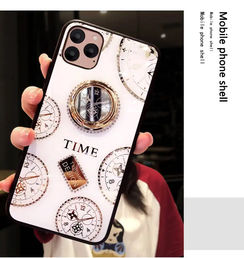 Подходит для Apple 11 xr XS MAX мобильный телефон корпус кольцо с циферблатом кронштейн для Phone11Pro Max net красный женский Алмазный защитный чехол