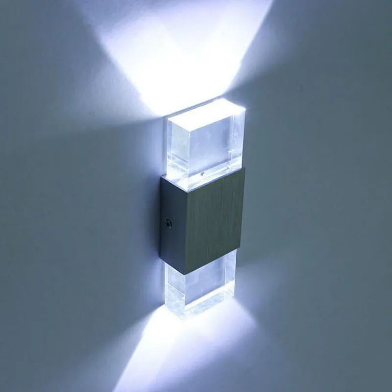 

2 Вт/6 Вт квадратный алюминиевый светодиодный настенный светильник, акриловый кристалл, домашнее освещение, уличное украшение для помещений...