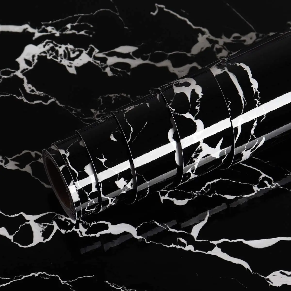 

Мраморная настенная бумага, Черная Виниловая самоклеящаяся настенная бумага, водонепроницаемая гранитная клейкая бумага для столешницы, к...