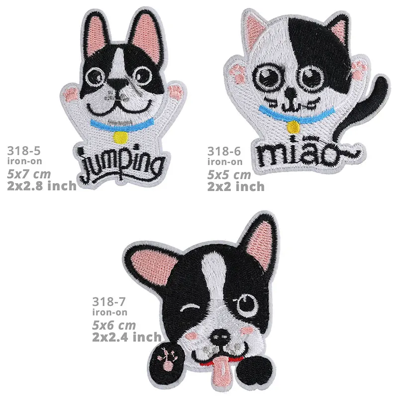 Cartoon Cat Dog Embroidery Appliqu Patch for Clothes Children Iron on Sticker Kid Patches Clothing Stripe Sewing Accessories | Дом и сад
