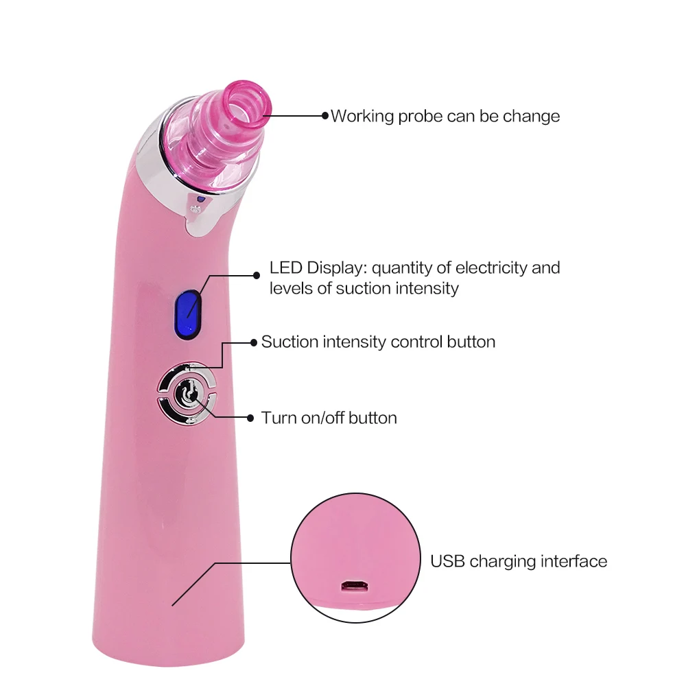

Blackhead Remover Pore Vacuum Suction Deep Face Cleaner Acne Pimple Dark Spot Remover Face Care Black Head Remover 4/6 Heads