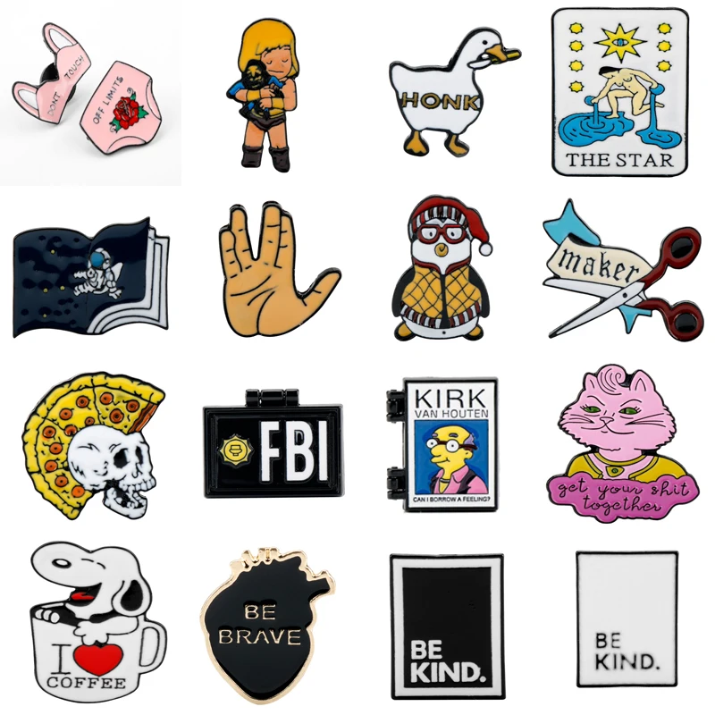 Эмалированная заколка со звездами черепами собаками Модные металлические