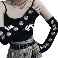 wholesale arm warmer punk elbow length sleeve cool stretch character eyelet sport outdoor gothic hollow out unisex women black