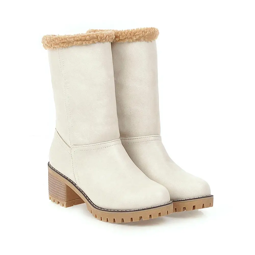 B2-17 размеры 34-46 зимние сапоги из искусственной кожи для девушек женские теплые