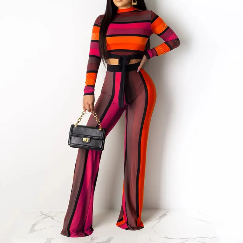 Комплект из двух предметов для женщин осень 2019 модная уличная одежда в полоску