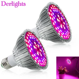 Светодиодная лампа полного спектра для выращивания растений, УФ-лампа для гидропоники для комнатных растений, саженцев, 50 Вт, 2 шт.лот, E27