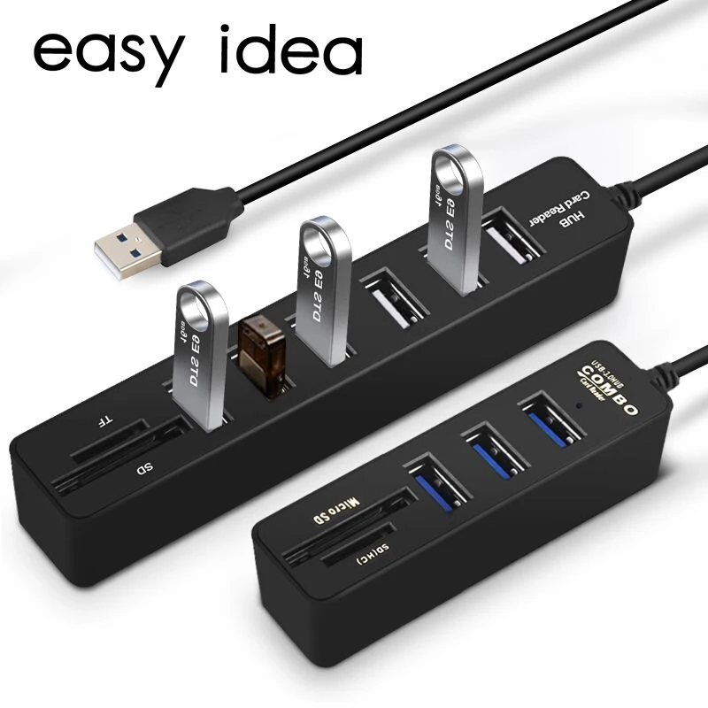 USB-разветвитель usb-хаб 3 0 с / 6 портами USB 2 и устройство считывания карт Micro TF/SD
