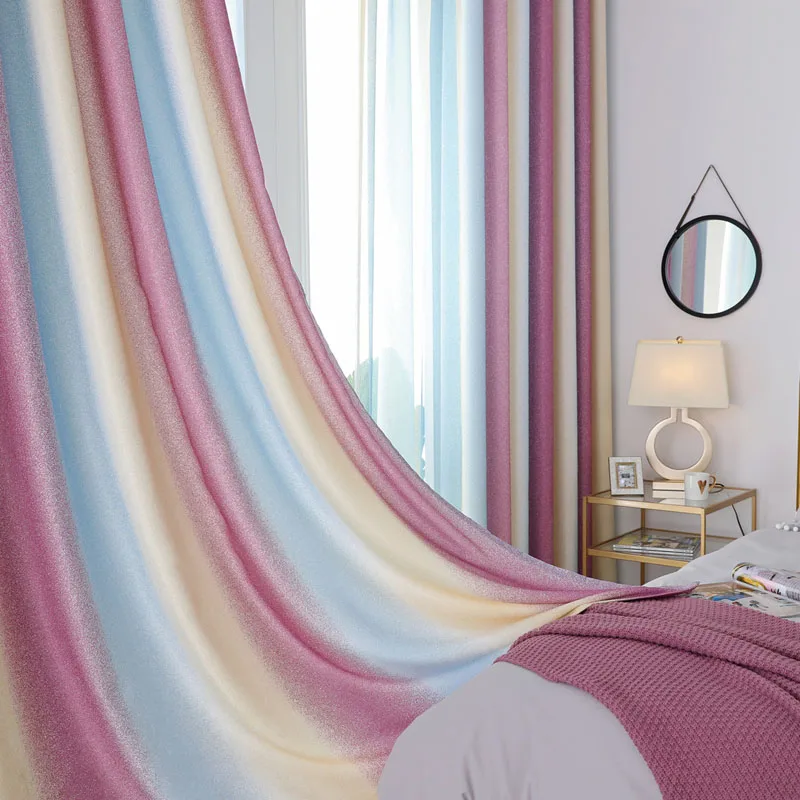 Градиентные цветные оконные занавески s для гостиной Современные Плотные Шторы