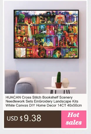 HUACAN Cross Stitch Needlework Sets For Full Embroidery Kits Tree And Bird Animals White Canvas 14CT DIY Home Decor 40x50cm