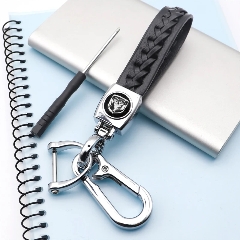 Автомобильный брелок металлическая кожаная плетеная веревка с логотипом модный