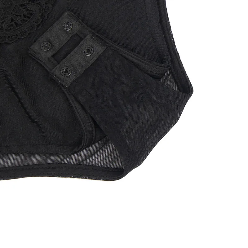 

Comeonlover women romper playsuits and jumpsuits Black Lace Sexy Mature Strappy Floral Embroidery lace bodysuit RI80817