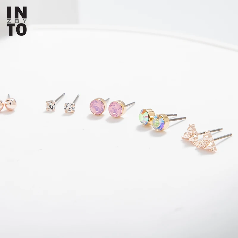 Женские Треугольные Серьги-гвоздики Into набор из розовых мини-сережек-гвоздиков