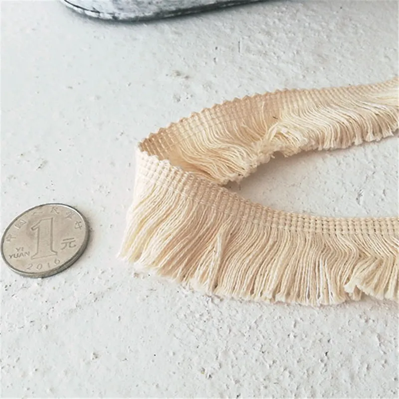 1 м бежевое высококачественное хлопковое кружевное платье с бахромой ручной