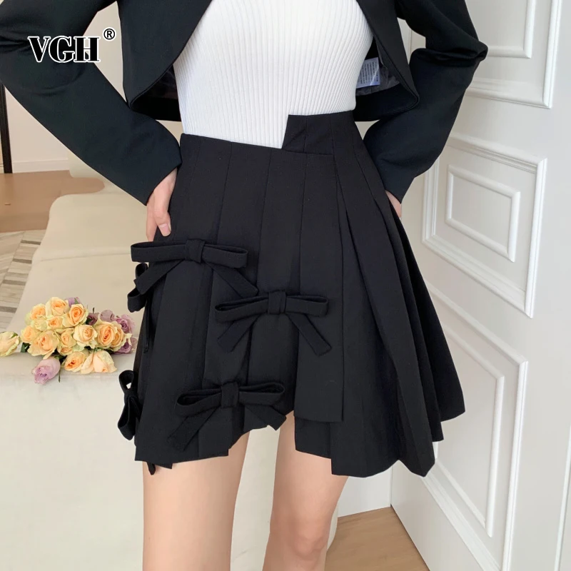 

Женская Асимметричная мини-юбка VGH, повседневная однотонная плиссированная юбка с высокой талией, в стиле пэчворк, лето 2021