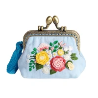 diy ribbon flowers embroidery wallet for beginner needlework kits cross stitch series arts crafts diy coin purse materials kit