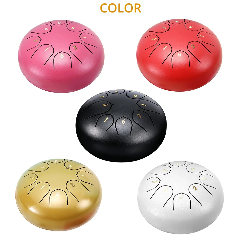 

6 Inch Tongue Drum Steel Tongue Drum Set 8 Tune Hand Pan Drum Pad Tank Sticks Carrying Bag Percussion Instruments Accessories