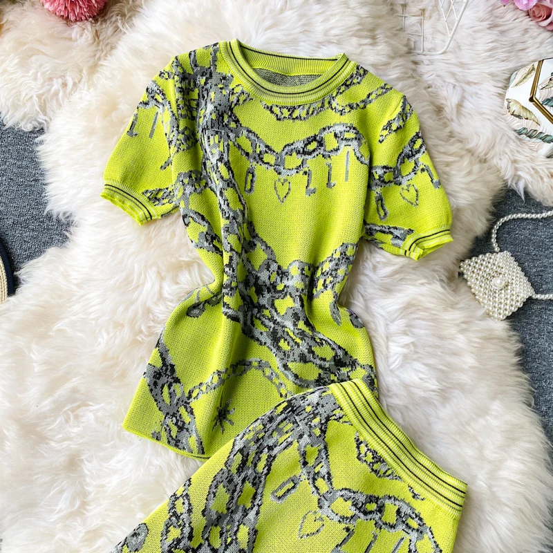 Модный тонкий комплект из 2 предметов Женский вязаный свитер с круглым вырезом и