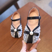 princess 2021 fashion bead bow kids shoes children spring dresses leather shoes toddler female for little girls 1 3 5 9 12 years