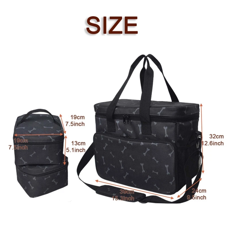 

27RF Pet Travel Shoulder Bag Multi-function Dog Food Tote Carrier Container Organizer