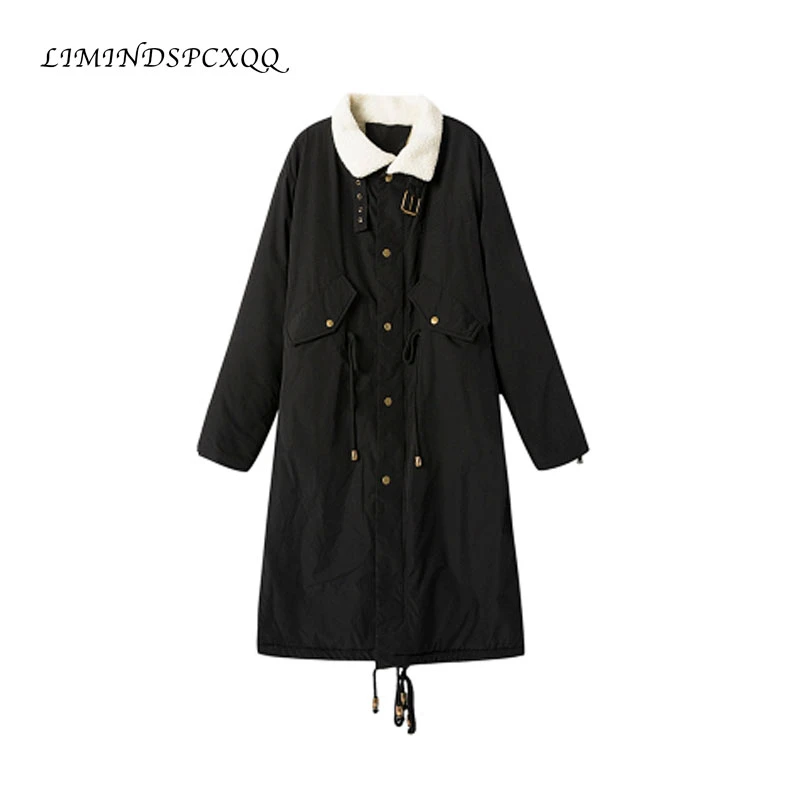 

Женское однобортное пальто, плотное однотонное пальто с шерстяной подкладкой и отложным воротником, зима 2021