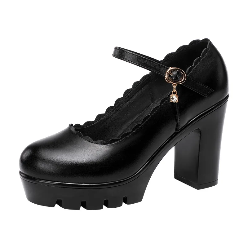 

Женские туфли-лодочки на массивной платформе и высоком квадратном каблуке, белые или красные туфли для офиса и танцев, небольшие размеры 32-43...